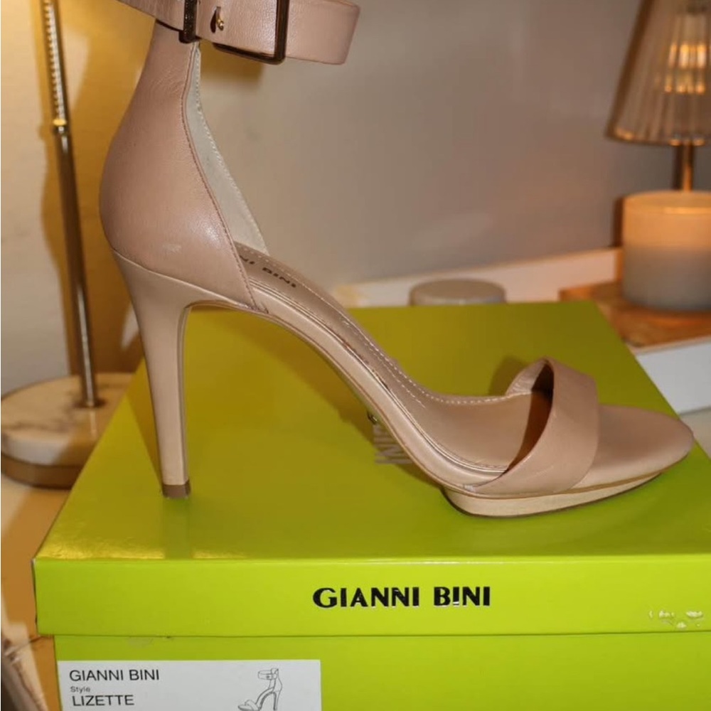 Gianni Bini Nude Heels with Ankle Strap
